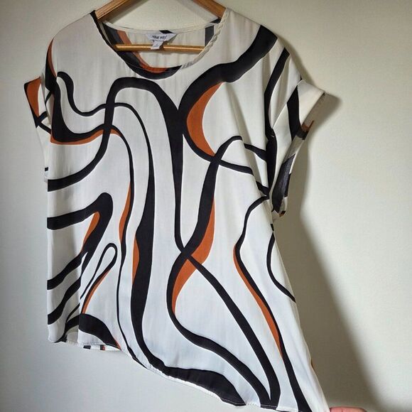 EUC NINE WEST CAP SLEEVES PRINTED TOP SIZE LARGE - Picture 1 of 15